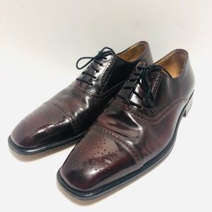 EUC Mezlan Oxford Cap Toe 9.5 M Lancaster Maroon